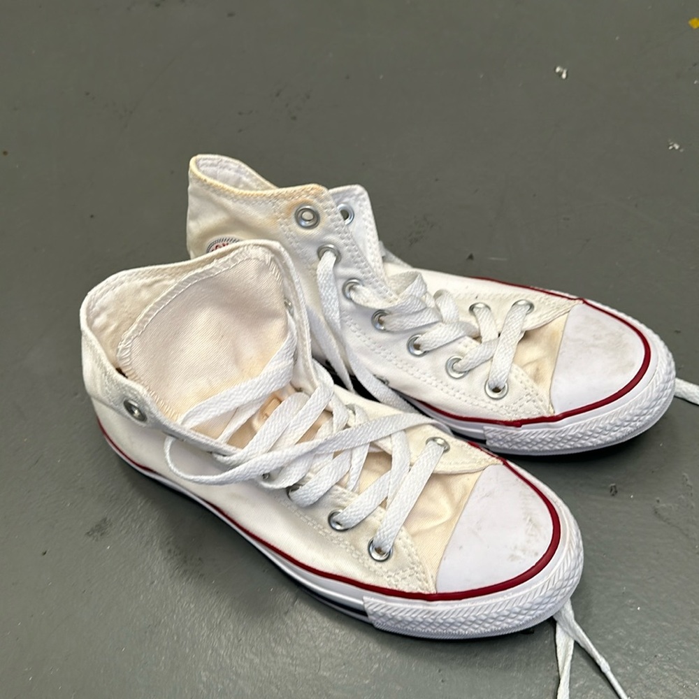 Size 7 Converse white high tops!